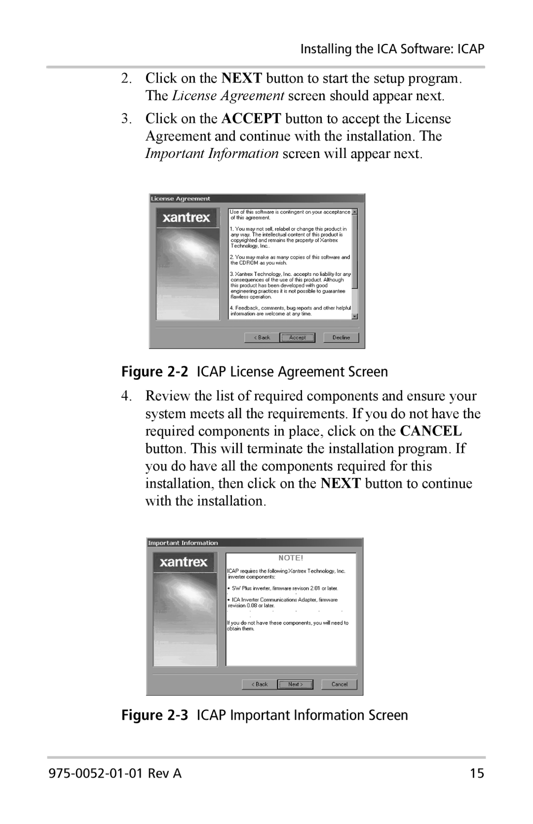 Xantrex Technology Inverter Communications Adapter manual 2ICAP License Agreement Screen 