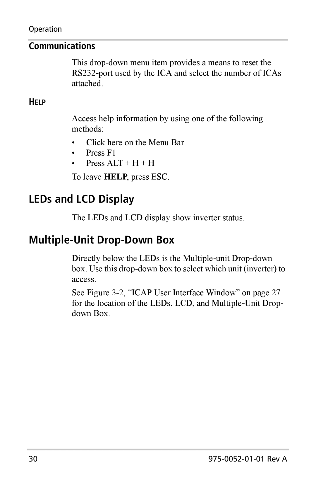 Xantrex Technology Inverter Communications Adapter manual LEDs and LCD Display, Multiple-Unit Drop-Down Box 