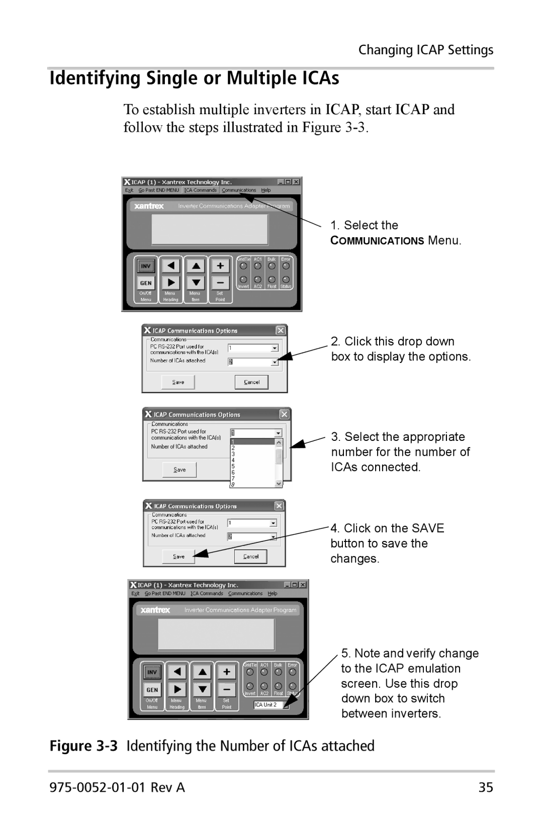 Xantrex Technology Inverter Communications Adapter manual Identifying Single or Multiple ICAs 