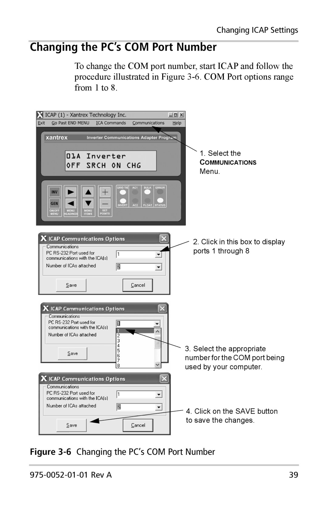 Xantrex Technology Inverter Communications Adapter manual 6Changing the PC’s COM Port Number 