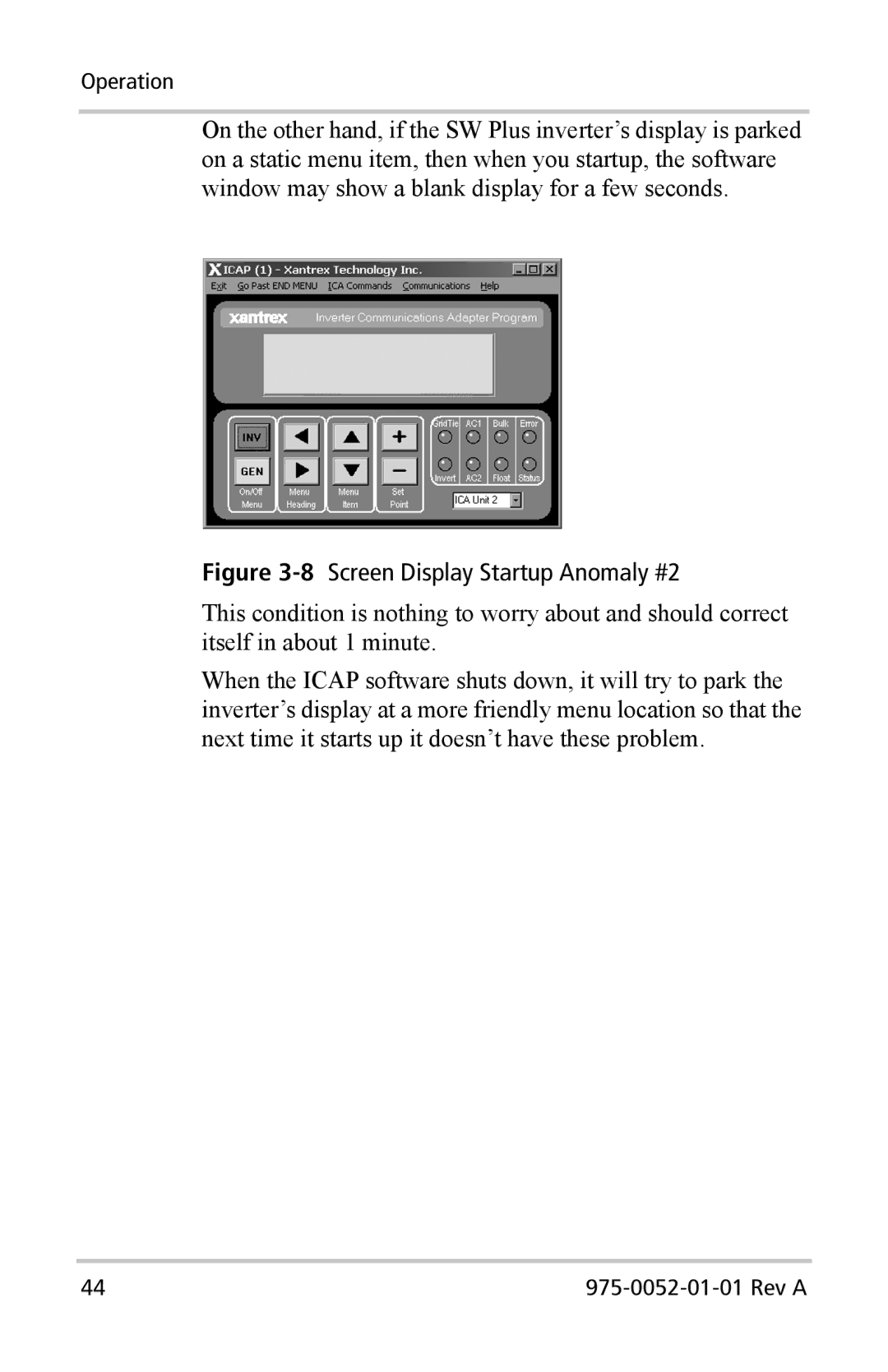 Xantrex Technology Inverter Communications Adapter manual 8Screen Display Startup Anomaly #2 