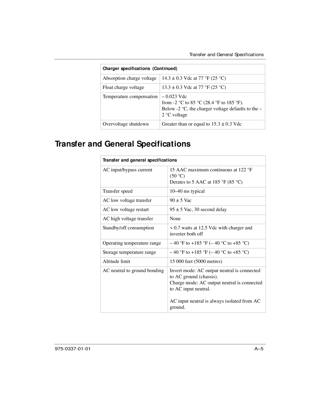 Xantrex Technology IP1012 AL manual Transfer and General Specifications, Transfer and general specifications 