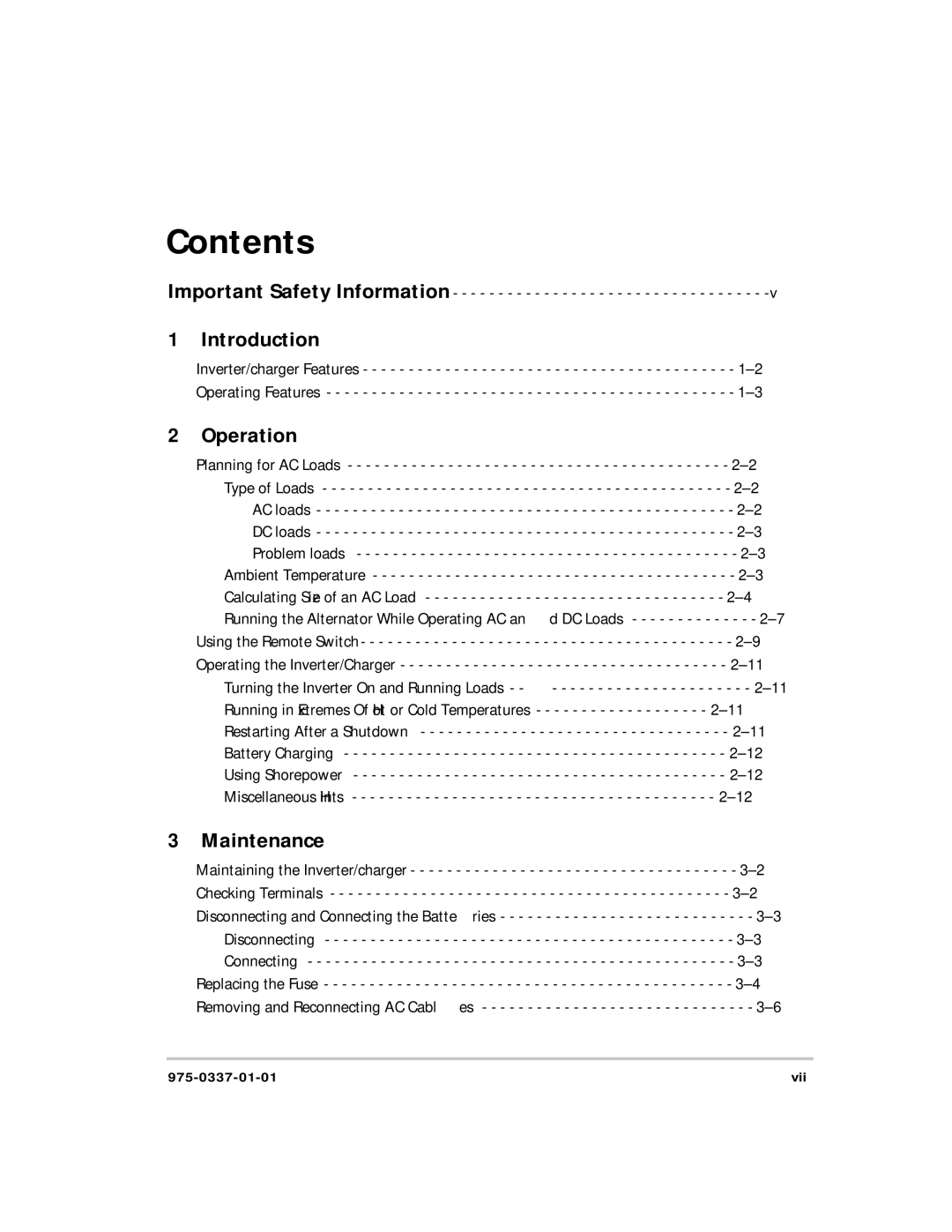 Xantrex Technology IP1012 AL manual Contents 