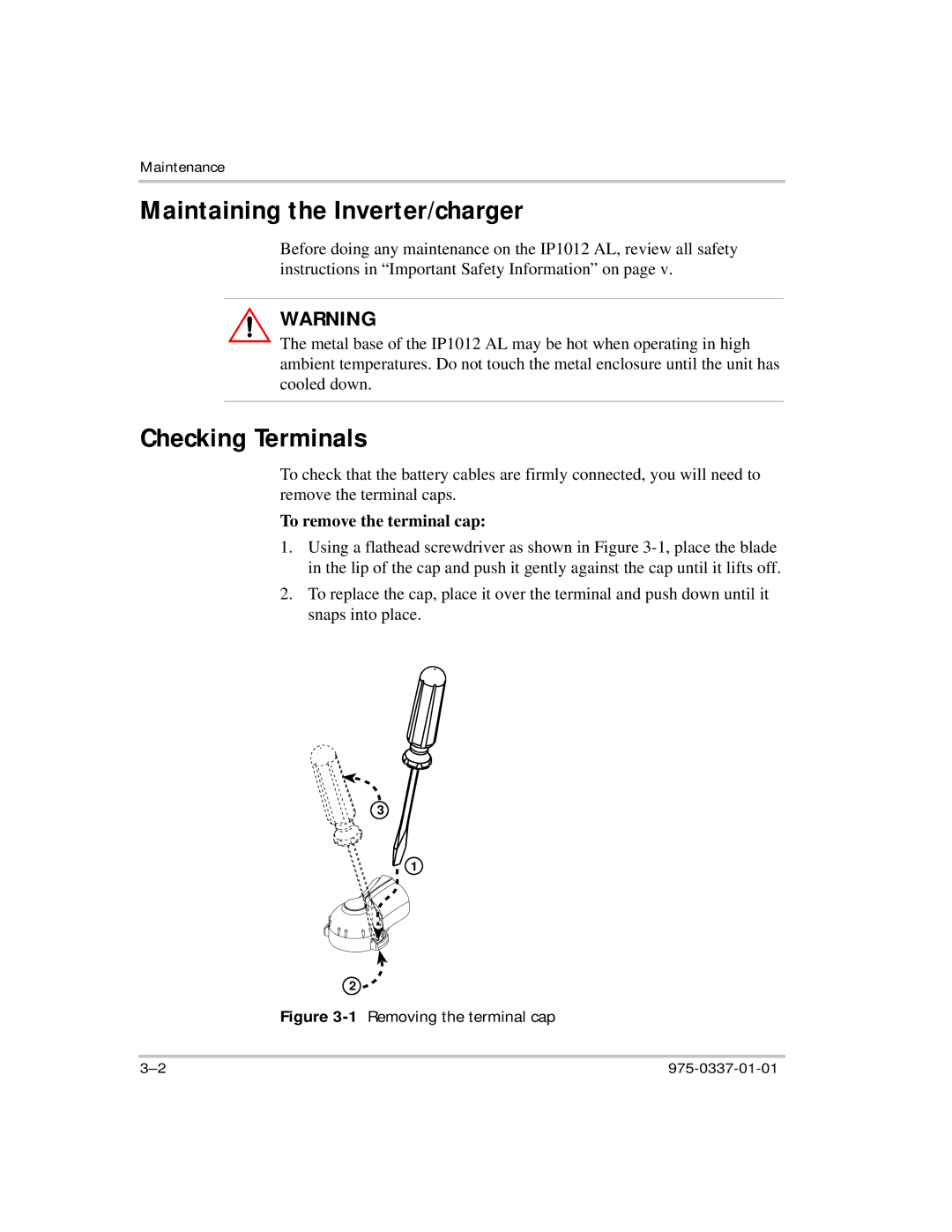 Xantrex Technology IP1012 AL manual Maintaining the Inverter/charger, Checking Terminals 