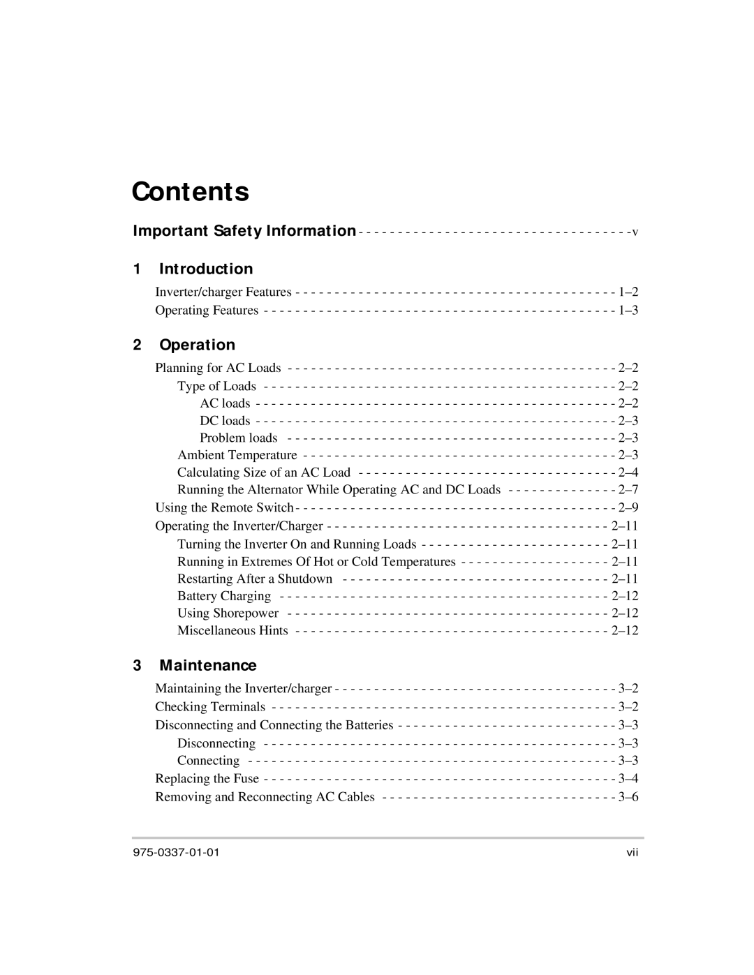 Xantrex Technology IP1012 AL manual Contents 