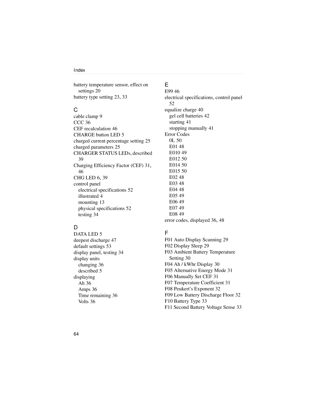 Xantrex Technology Link 1000 manual Index 