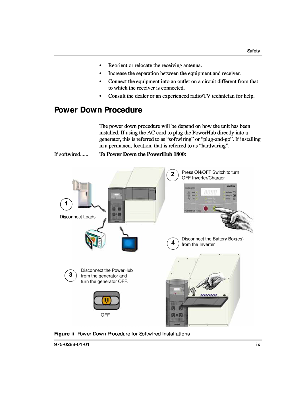 Xantrex Technology PH1800 manual Power Down Procedure, To Power Down the PowerHub 