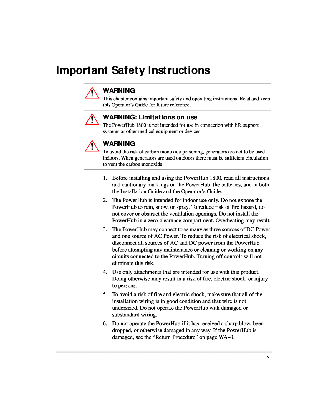 Xantrex Technology PH1800 manual Important Safety Instructions, WARNING Limitations on use 
