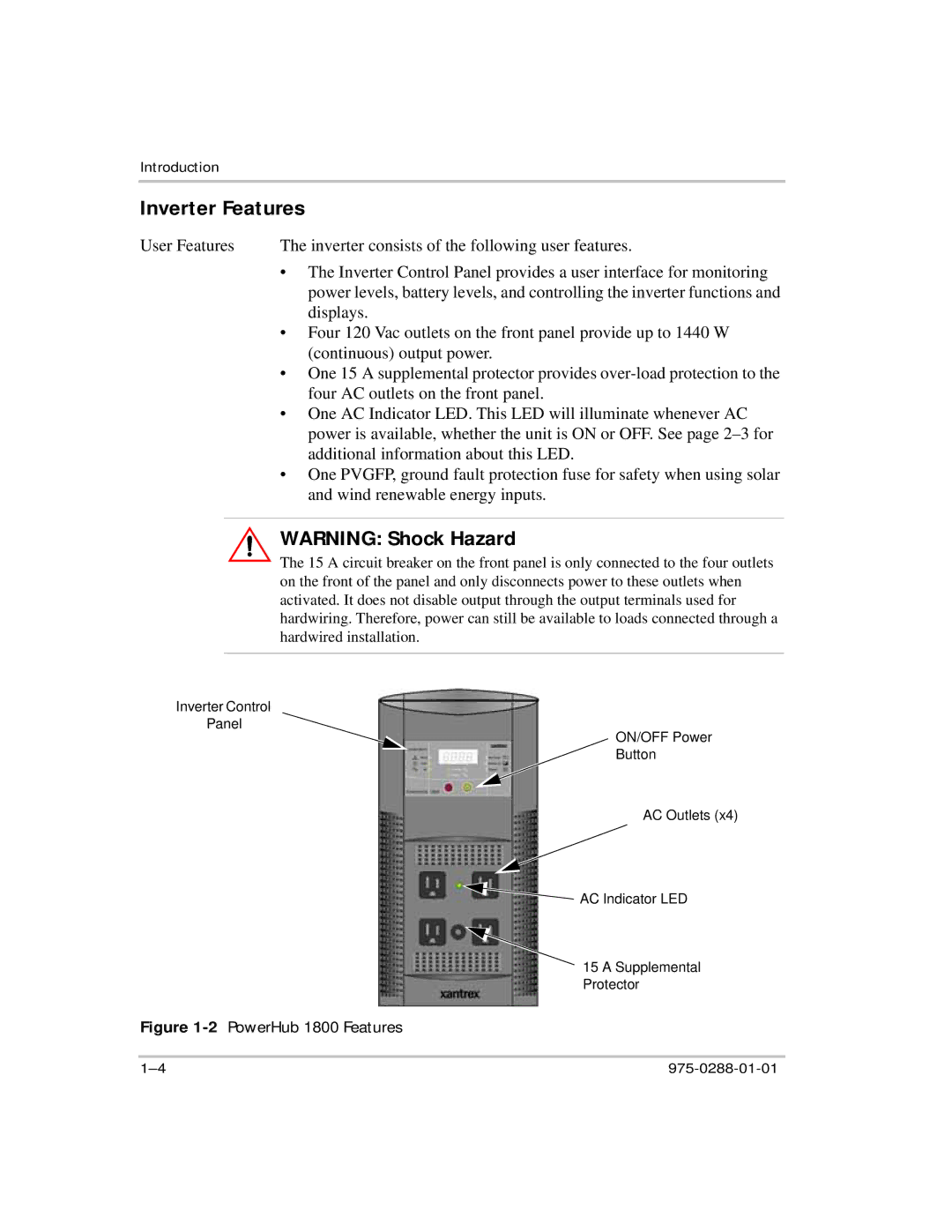 Xantrex Technology PH1800 manual Inverter Features, 2PowerHub 1800 Features 