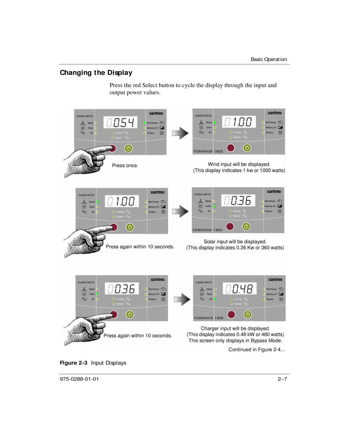 Xantrex Technology PH1800 manual Changing the Display, 3Input Displays 