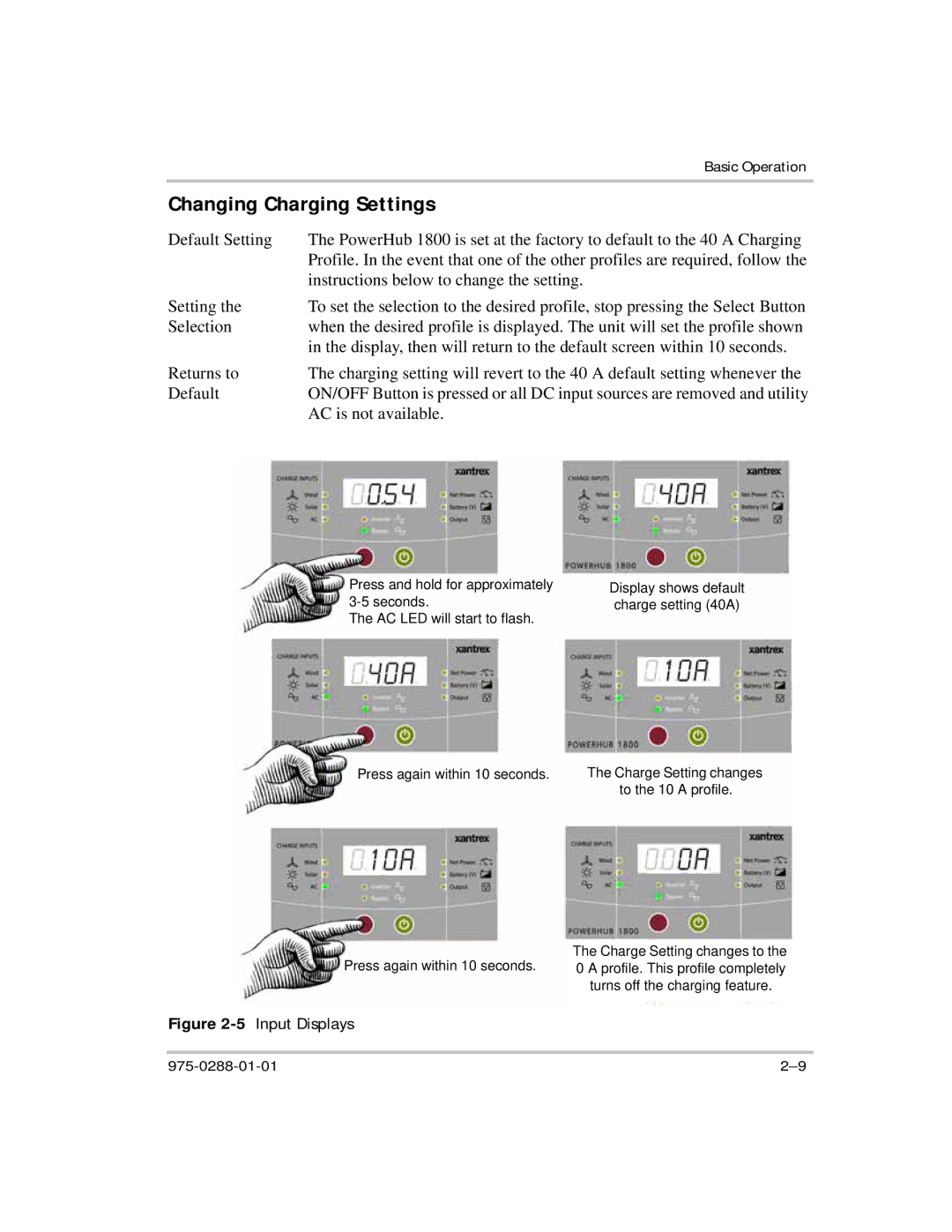 Xantrex Technology PH1800 manual Changing Charging Settings, AC is not available 