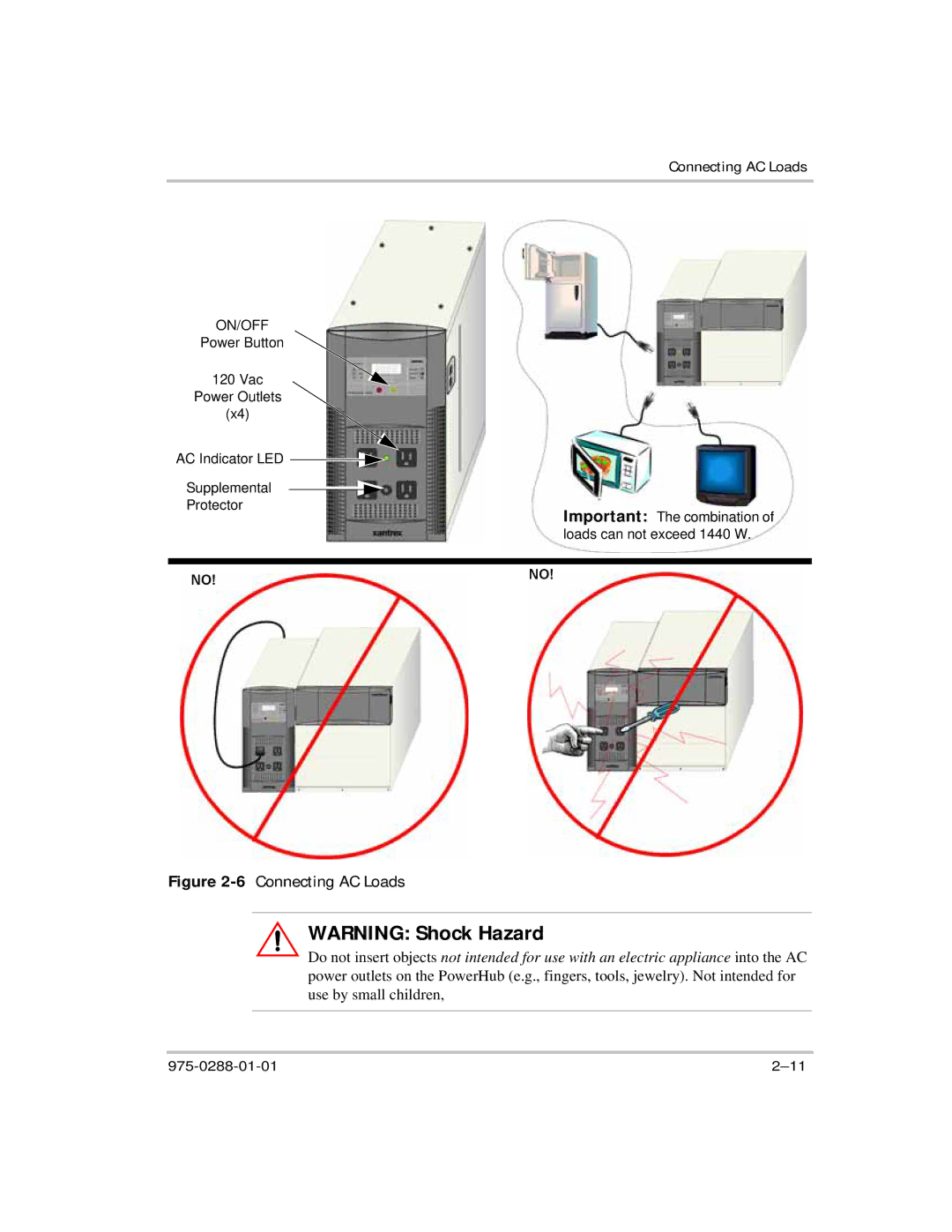 Xantrex Technology PH1800 manual 6Connecting AC Loads 