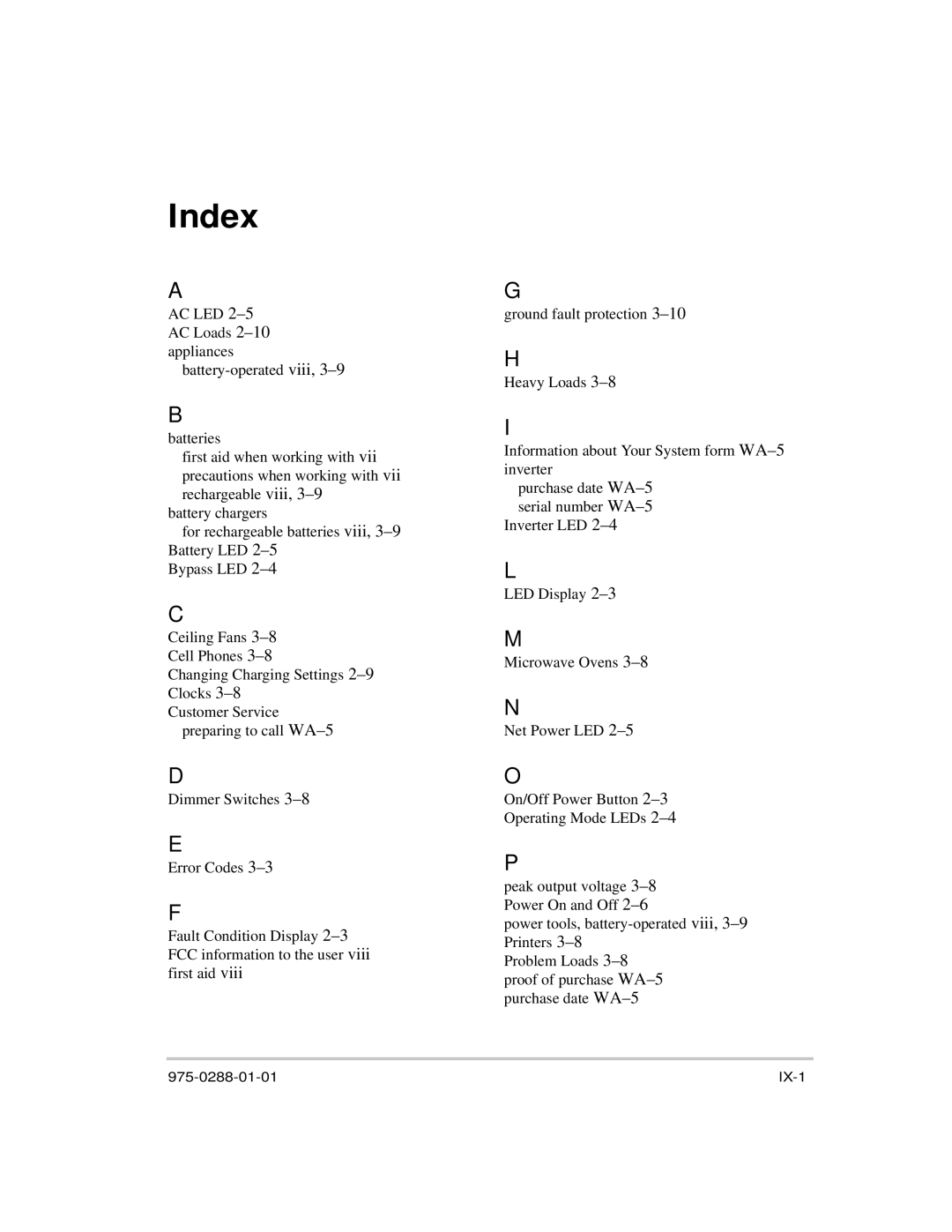 Xantrex Technology PH1800 manual Index 