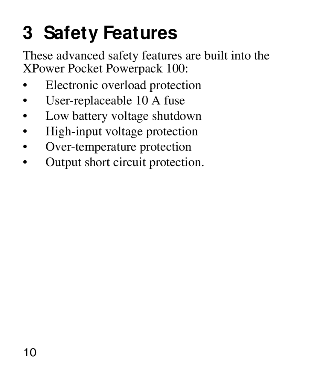 Xantrex Technology Powerpack 100 manual Safety Features 