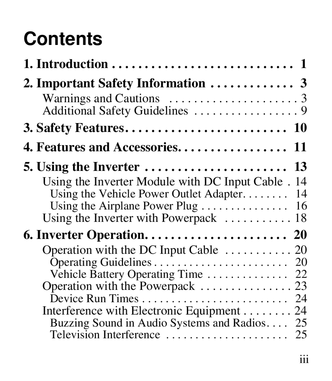 Xantrex Technology Powerpack 100 manual Contents 