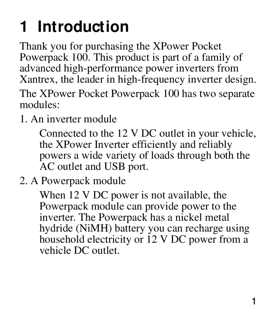 Xantrex Technology Powerpack 100 manual Introduction 