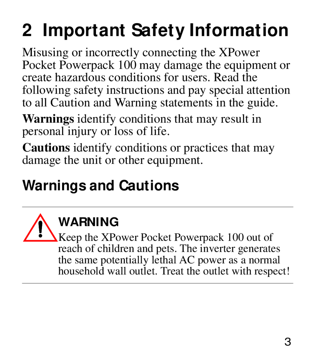 Xantrex Technology Powerpack 100 manual Important Safety Information 