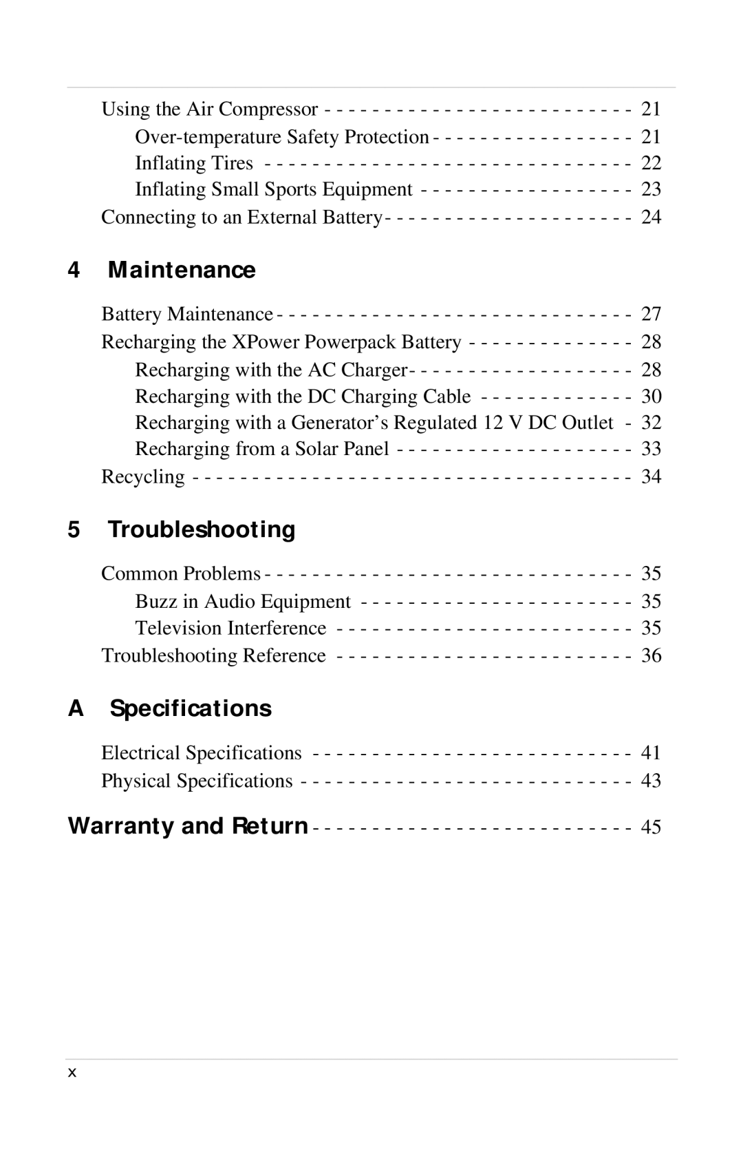 Xantrex Technology Powerpack 300 manual Maintenance, Troubleshooting, Specifications 