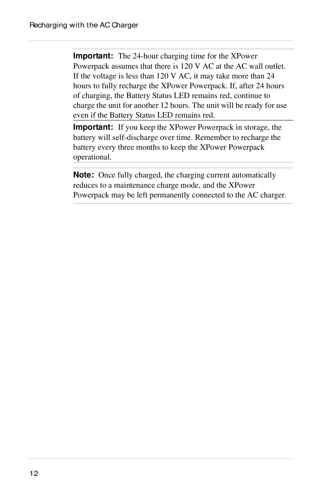 Xantrex Technology Powerpack 300 manual Recharging with the AC Charger 