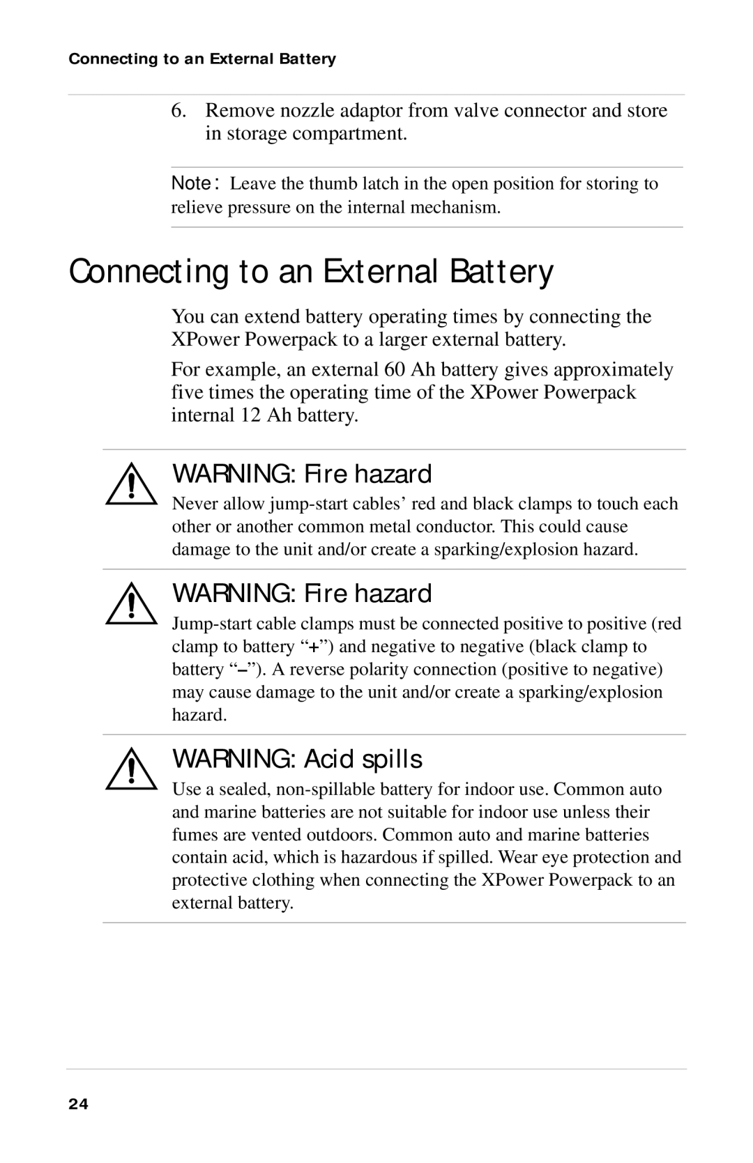 Xantrex Technology Powerpack 300 manual Connecting to an External Battery 