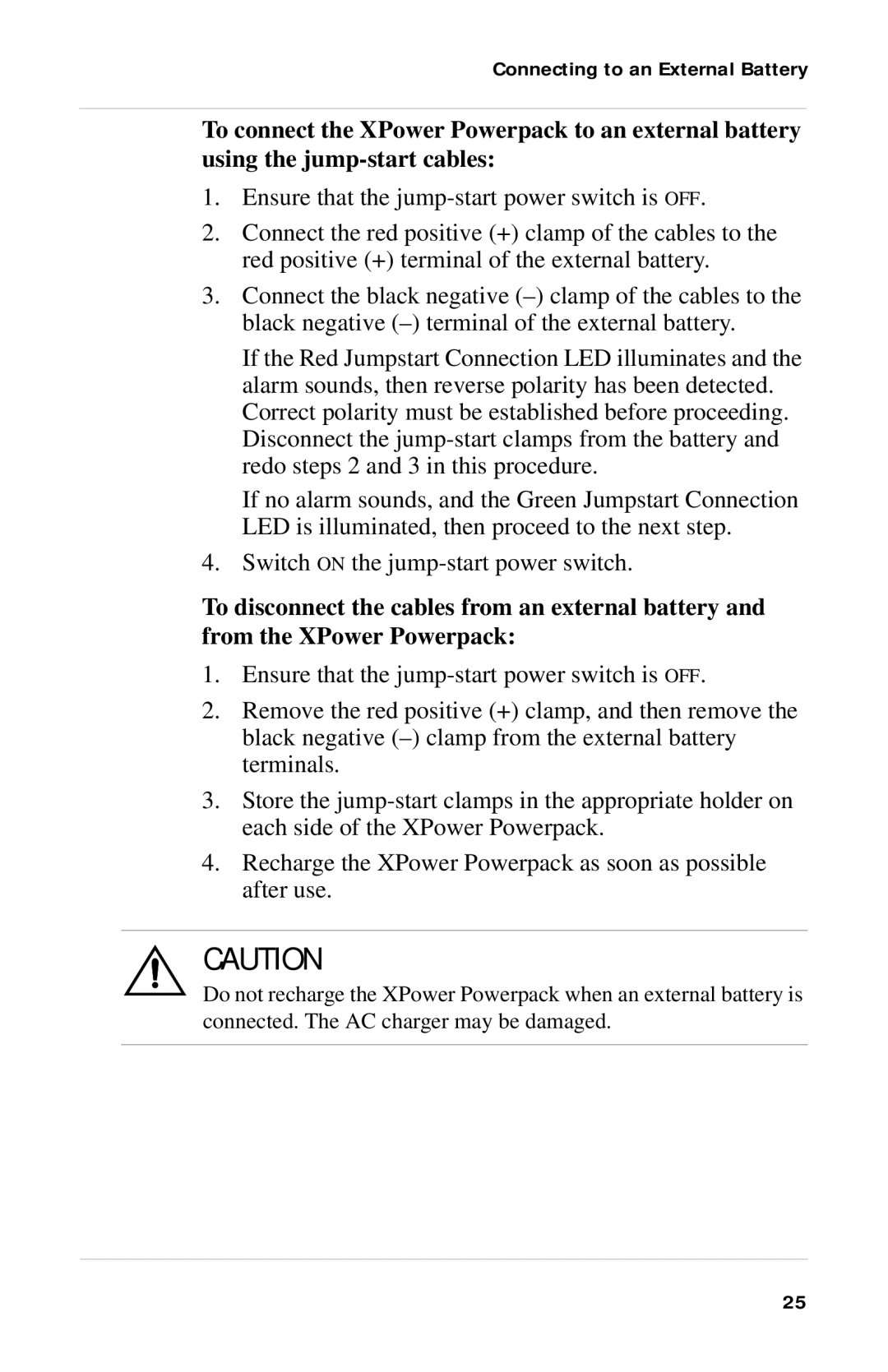 Xantrex Technology Powerpack 300 manual Connecting to an External Battery 