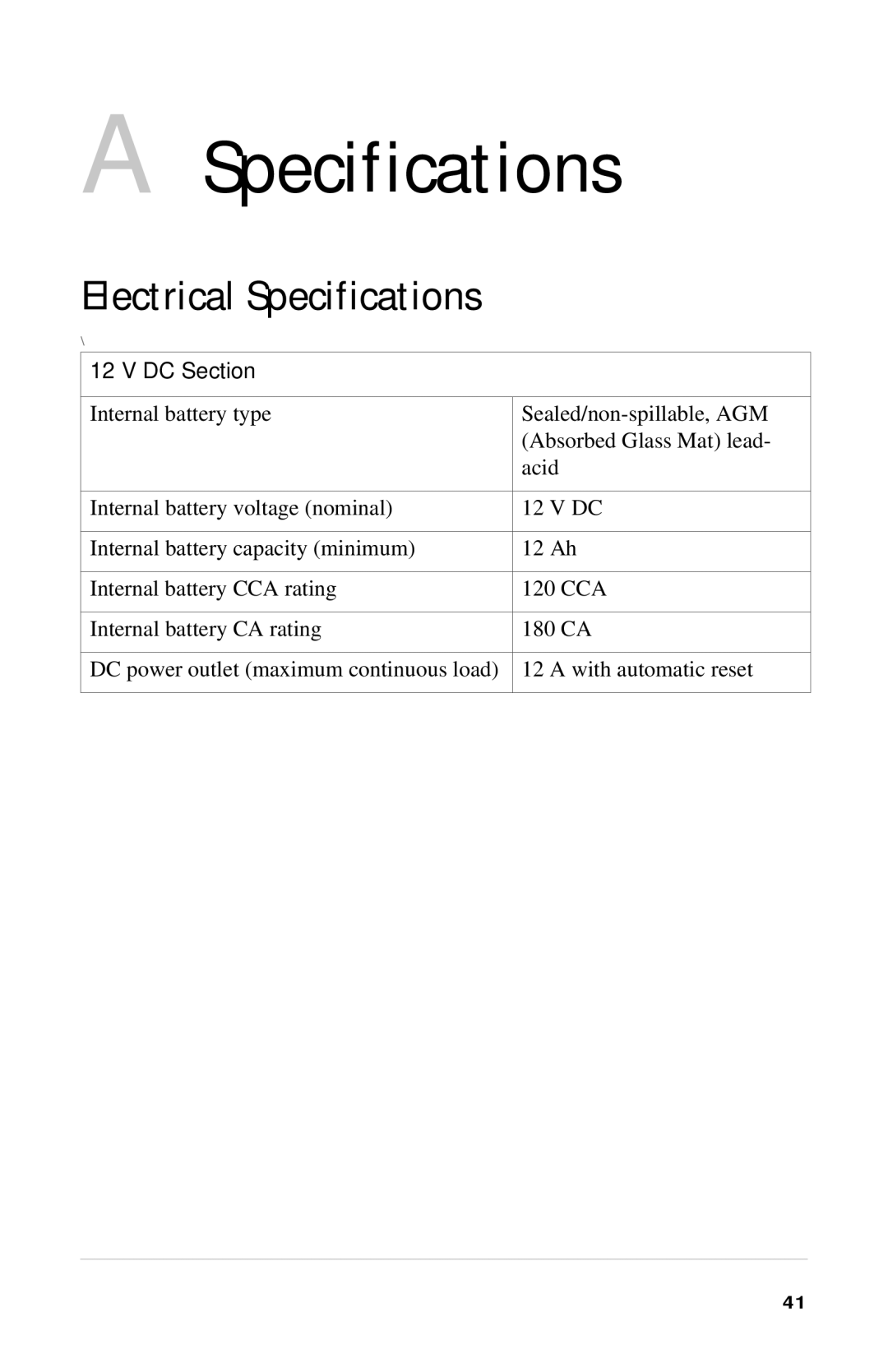 Xantrex Technology Powerpack 300 manual Electrical Specifications, DC Section 