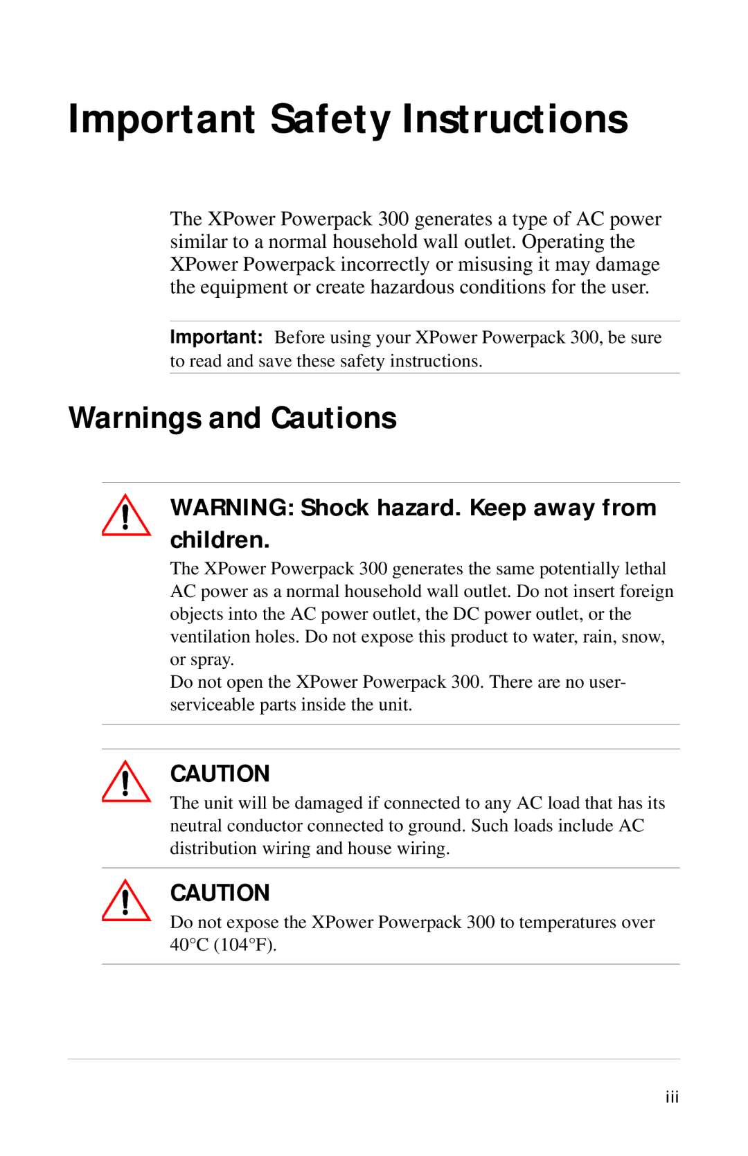 Xantrex Technology Powerpack 300 manual Important Safety Instructions 