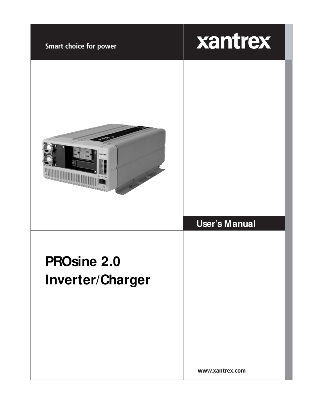 Xantrex Technology PROsine 2.0 user manual PROsine Inverter/Charger, User’s Manual 
