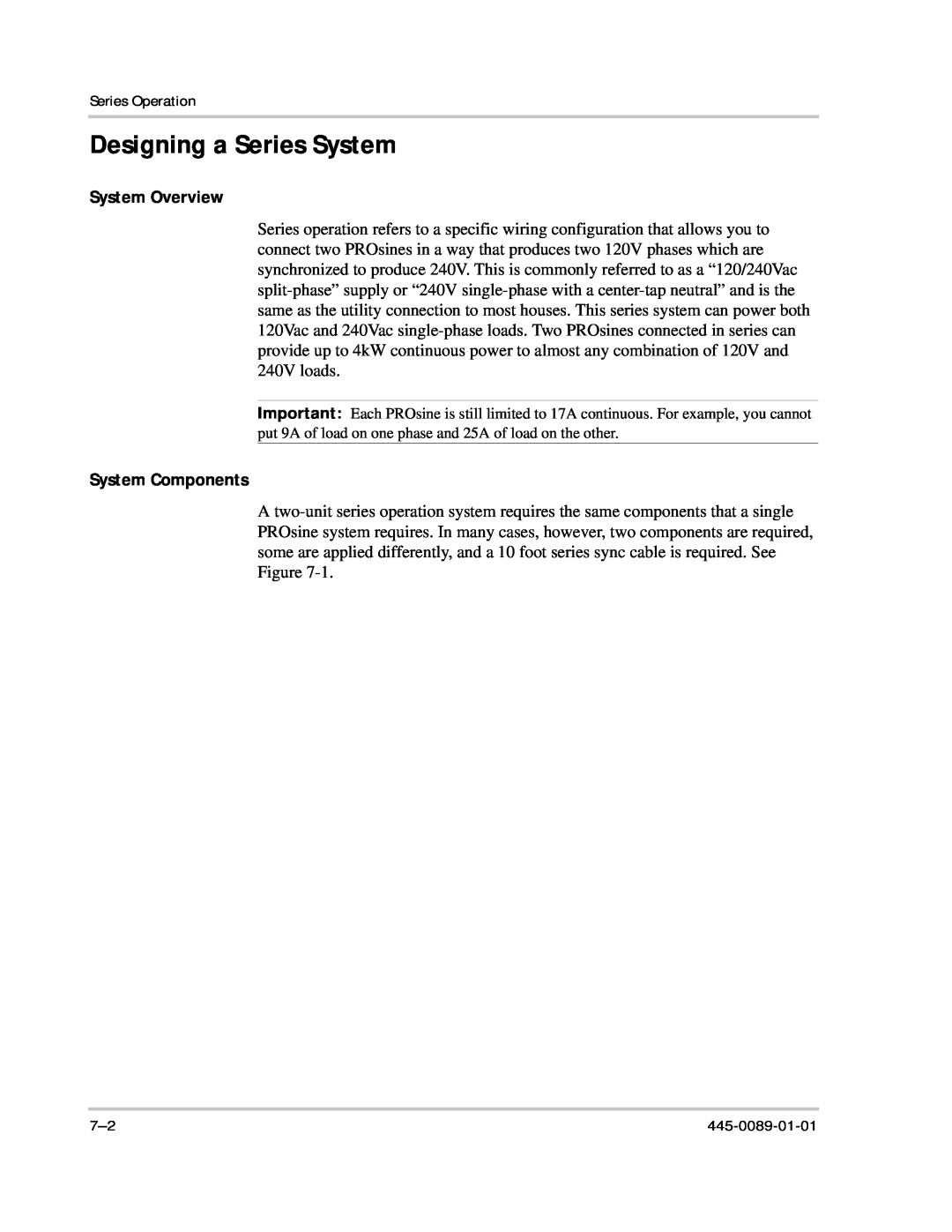 Xantrex Technology PROsine 2.0 user manual Designing a Series System, System Overview, System Components 