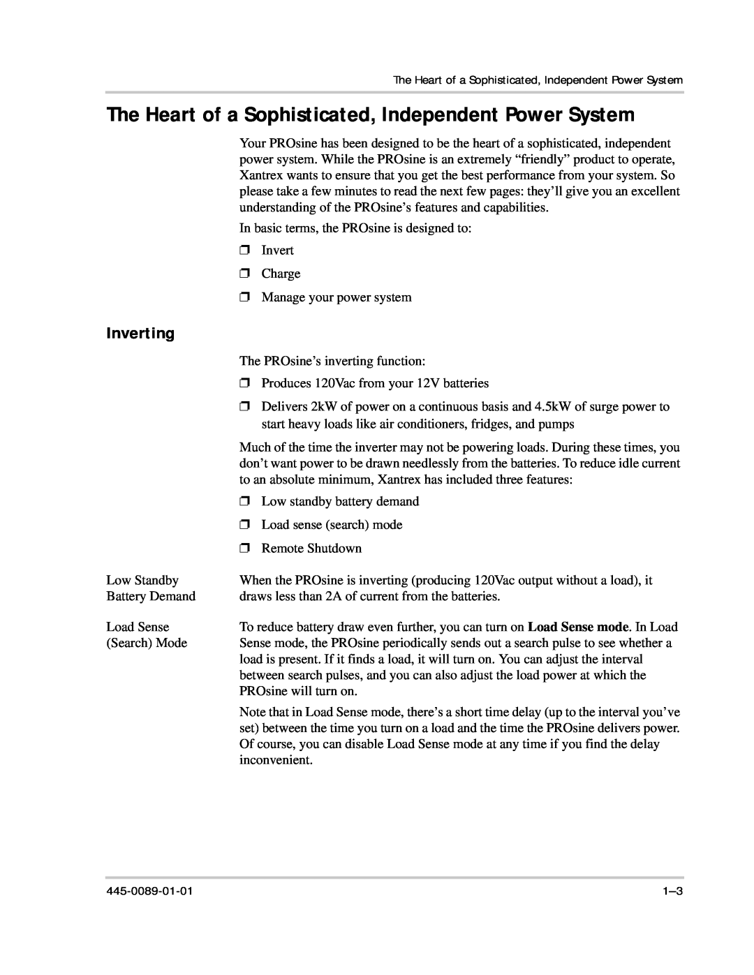 Xantrex Technology PROsine 2.0 user manual The Heart of a Sophisticated, Independent Power System, Inverting 