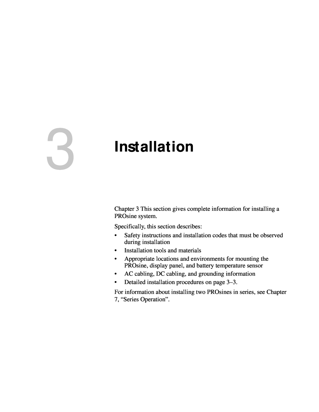 Xantrex Technology PROsine 2.0 user manual Installation 