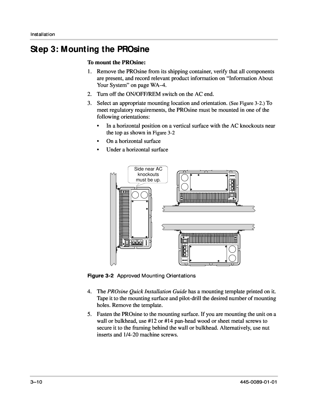 Xantrex Technology PROsine 2.0 user manual Mounting the PROsine, To mount the PROsine 