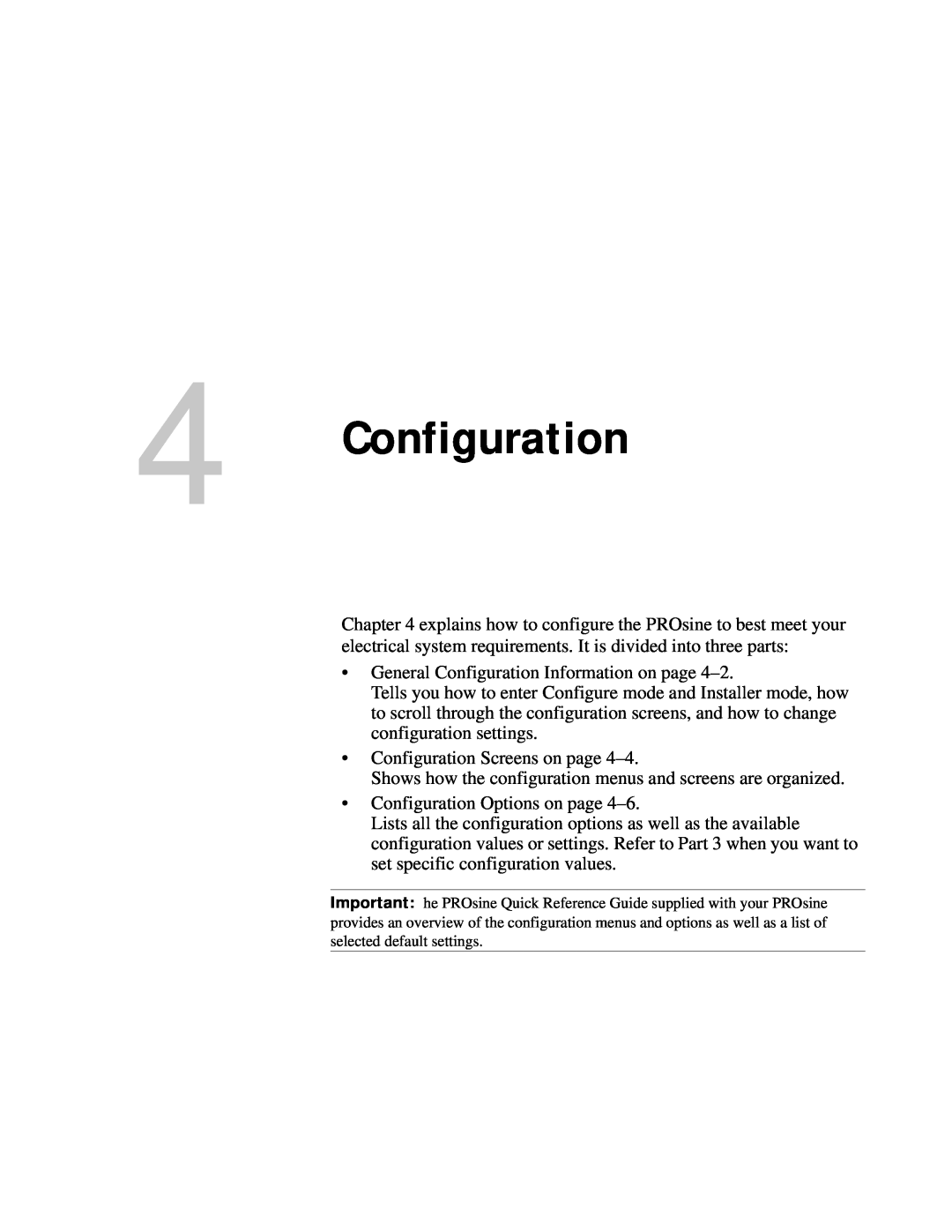Xantrex Technology PROsine 2.0 user manual Configuration 