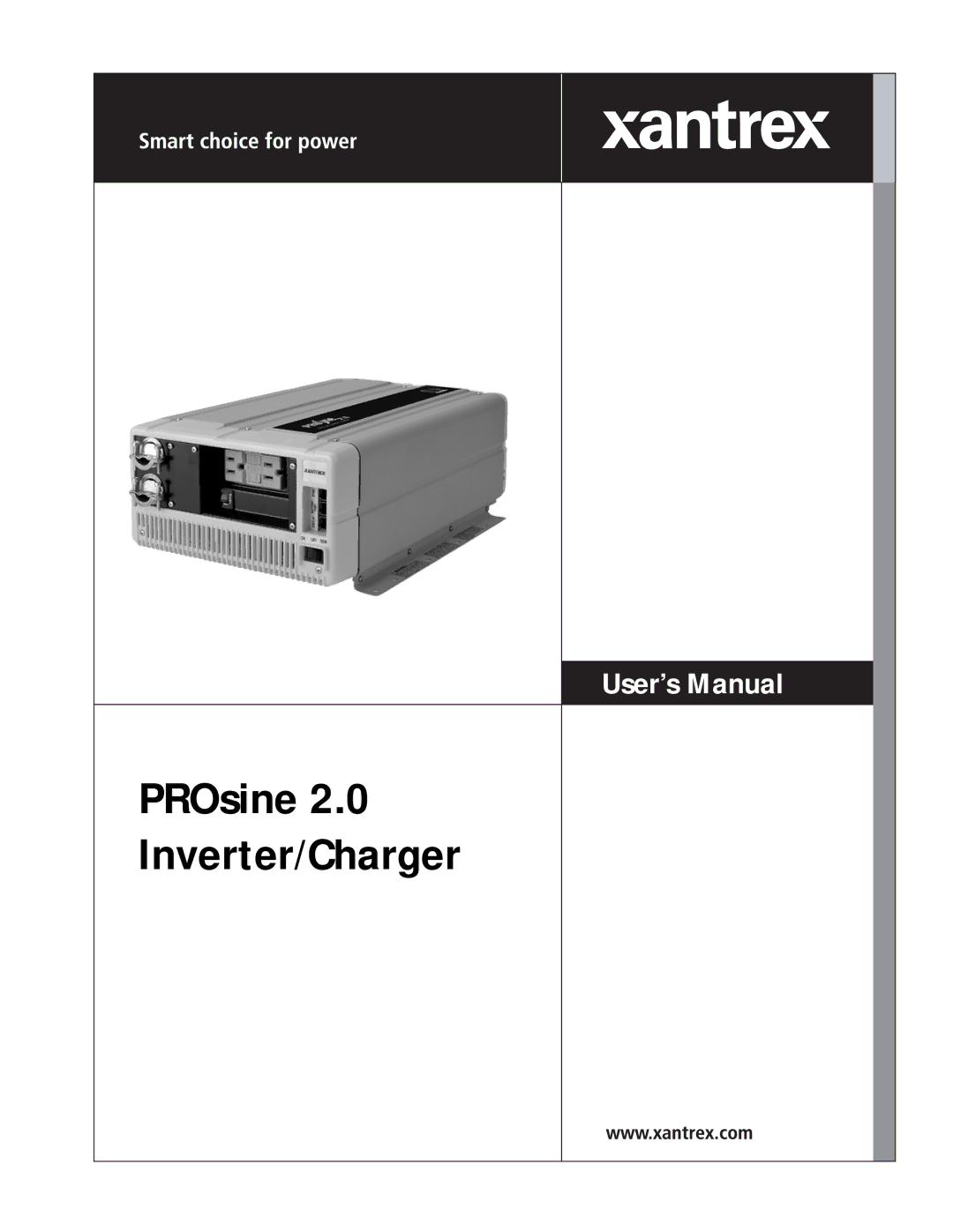 Xantrex Technology PROsine 2.0 user manual PROsine Inverter/Charger 