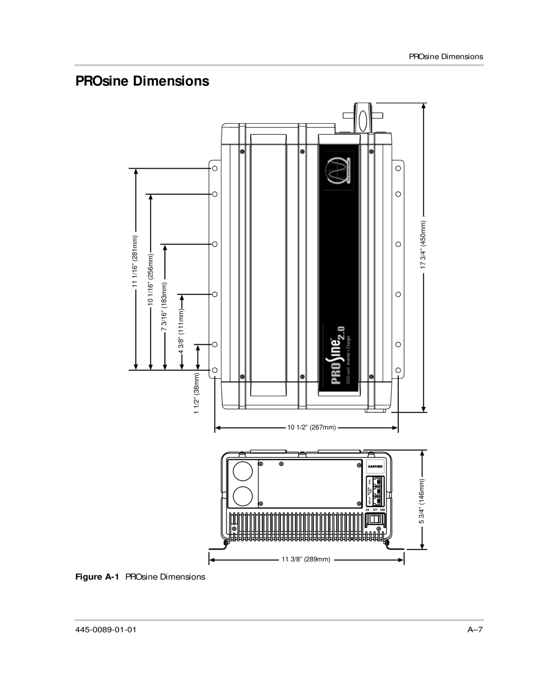 Xantrex Technology PROsine 2.0 user manual Figure A-1PROsine Dimensions 