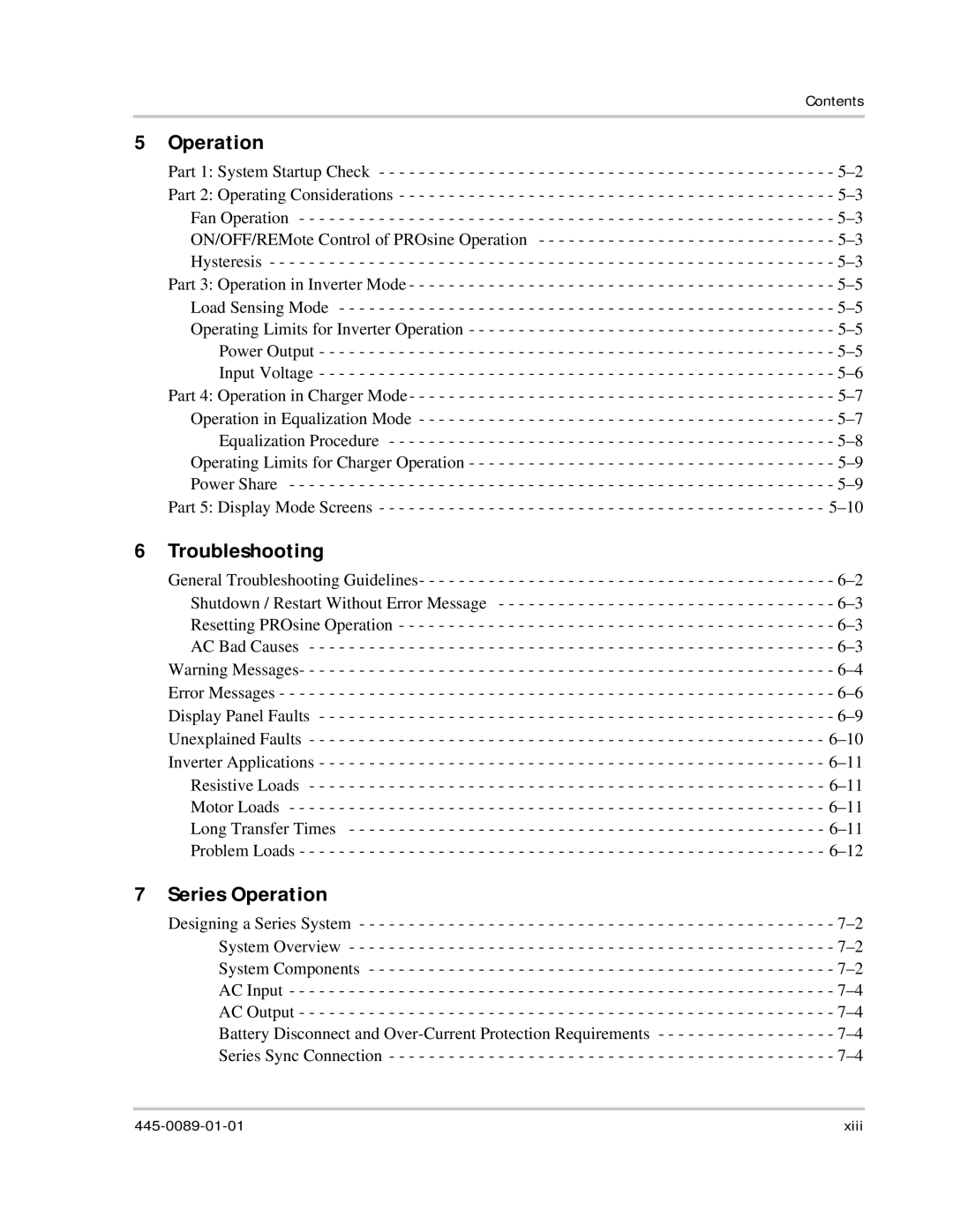 Xantrex Technology PROsine 2.0 user manual Troubleshooting, Series Operation 