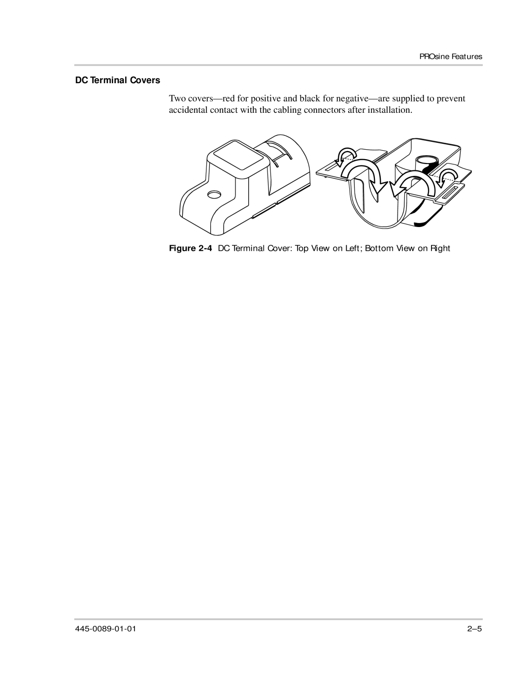 Xantrex Technology PROsine 2.0 user manual DC Terminal Covers, 4DC Terminal Cover Top View on Left Bottom View on Right 