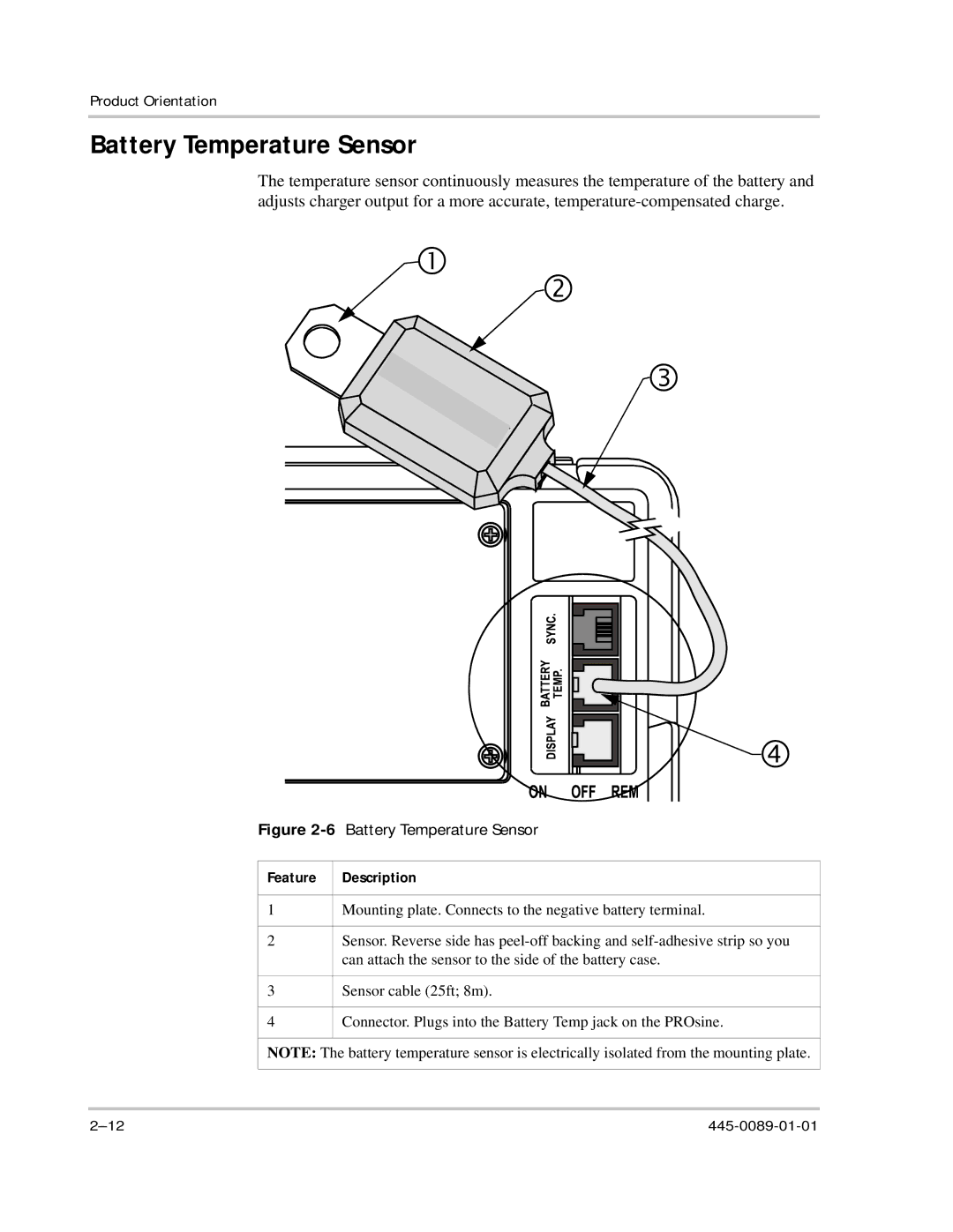 Xantrex Technology PROsine 2.0 user manual 6Battery Temperature Sensor 