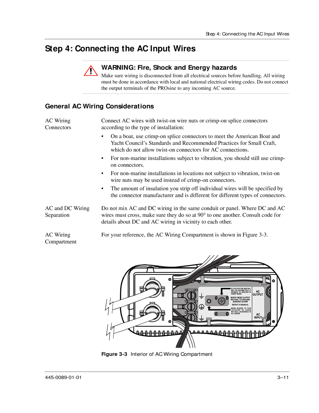 Xantrex Technology PROsine 2.0 user manual Connecting the AC Input Wires, General AC Wiring Considerations 