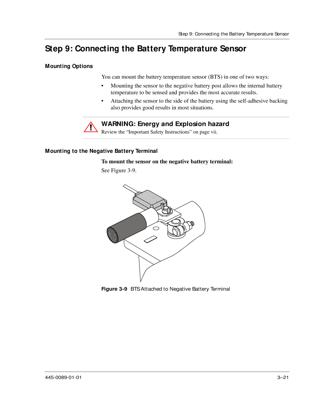 Xantrex Technology PROsine 2.0 user manual Connecting the Battery Temperature Sensor, Mounting Options 