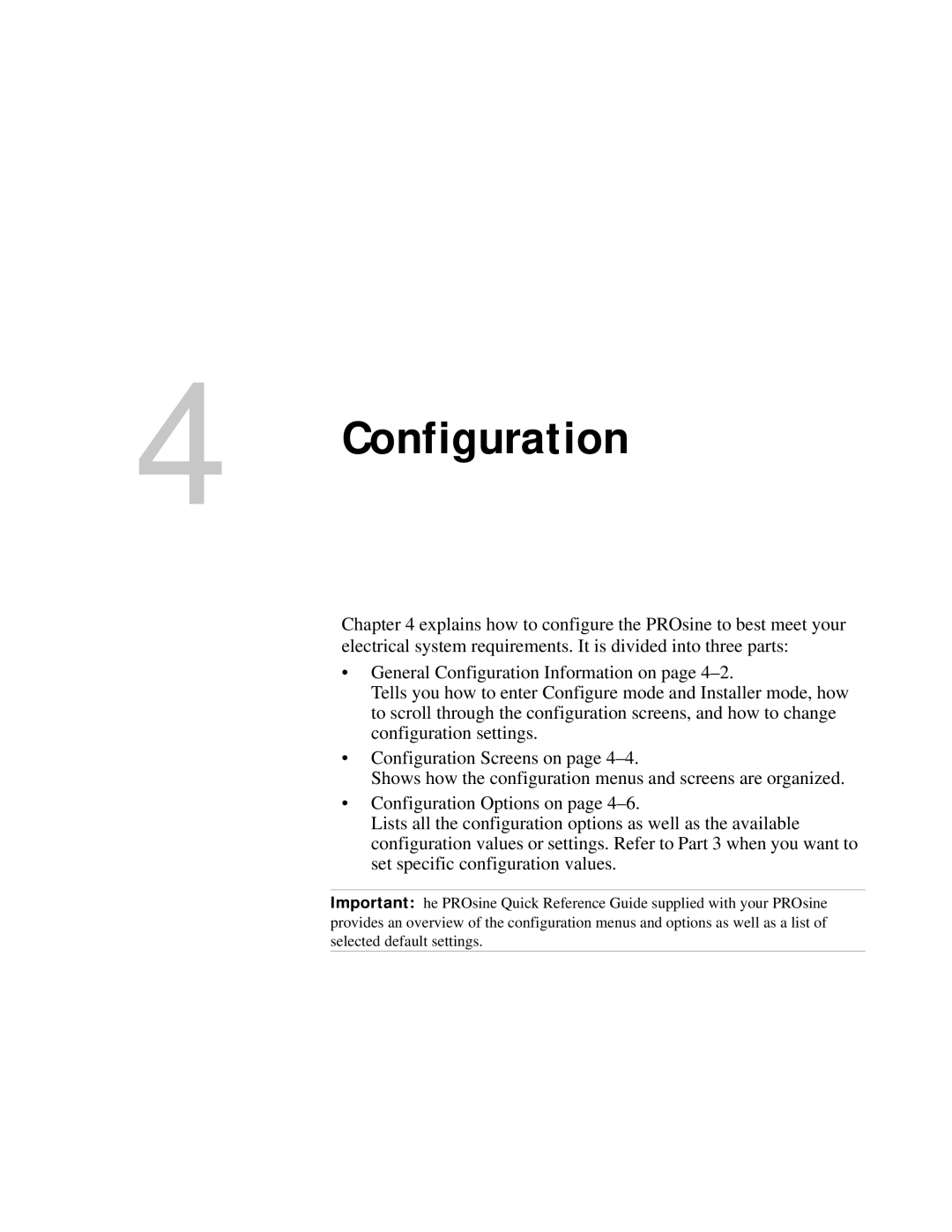 Xantrex Technology PROsine 2.0 user manual Configuration 