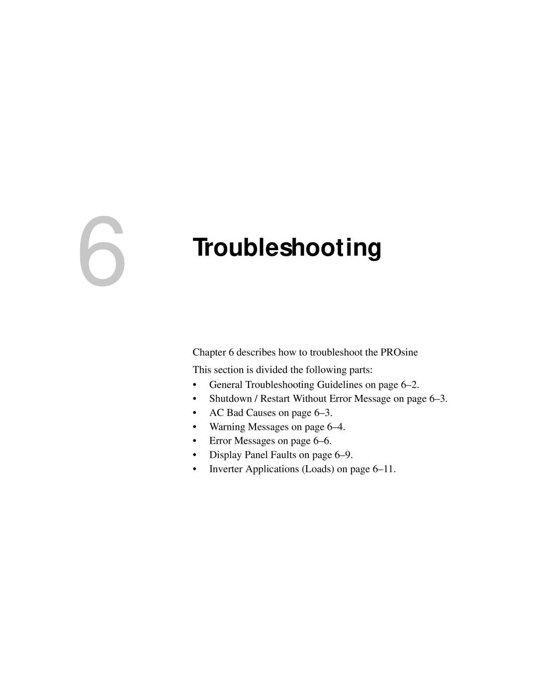 Xantrex Technology PROsine 2.0 user manual Troubleshooting 