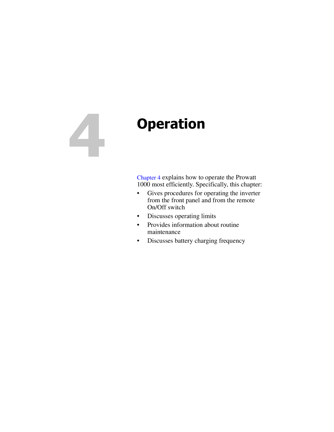 Xantrex Technology PROwatt 1000 manual Operation 