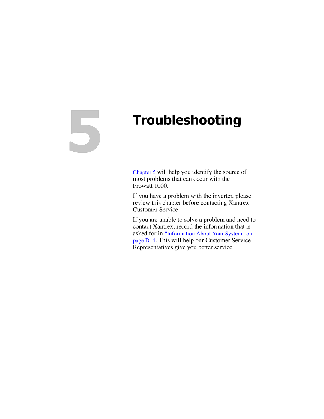 Xantrex Technology PROwatt 1000 manual Troubleshooting 