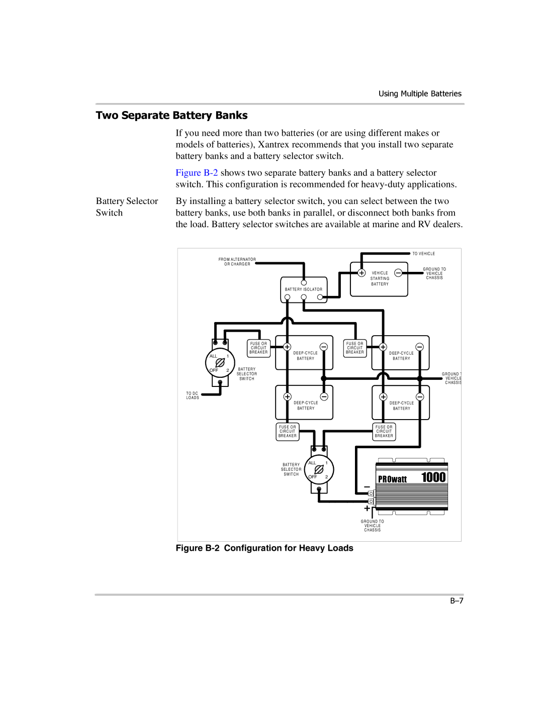 Xantrex Technology PROwatt 1000 manual Two Separate Battery Banks, To Vehicle 