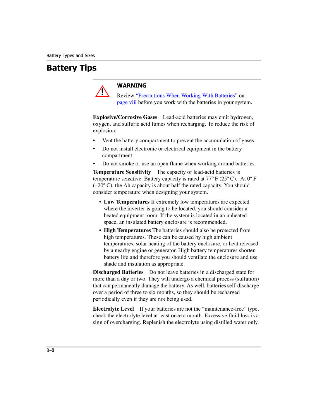 Xantrex Technology PROwatt 1000 manual Battery Tips 