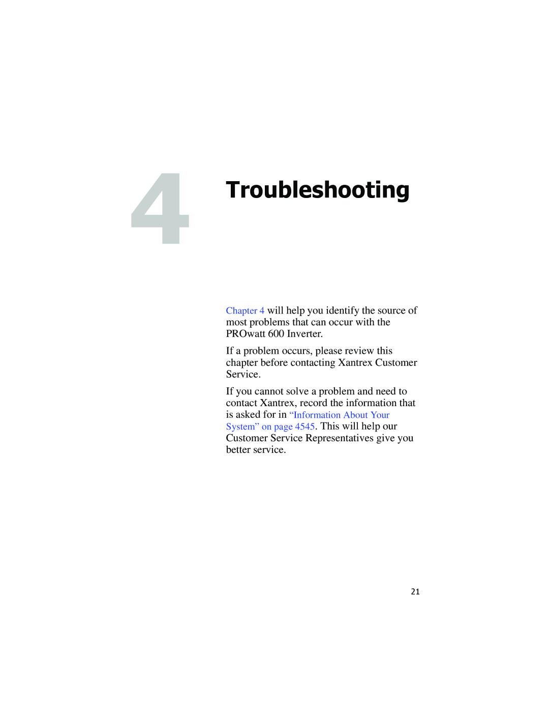 Xantrex Technology PROwatt 600 manual Troubleshooting 