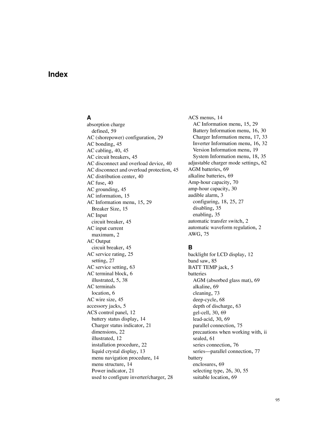 Xantrex Technology PS2.5, PS3.0 installation and operation guide Index 