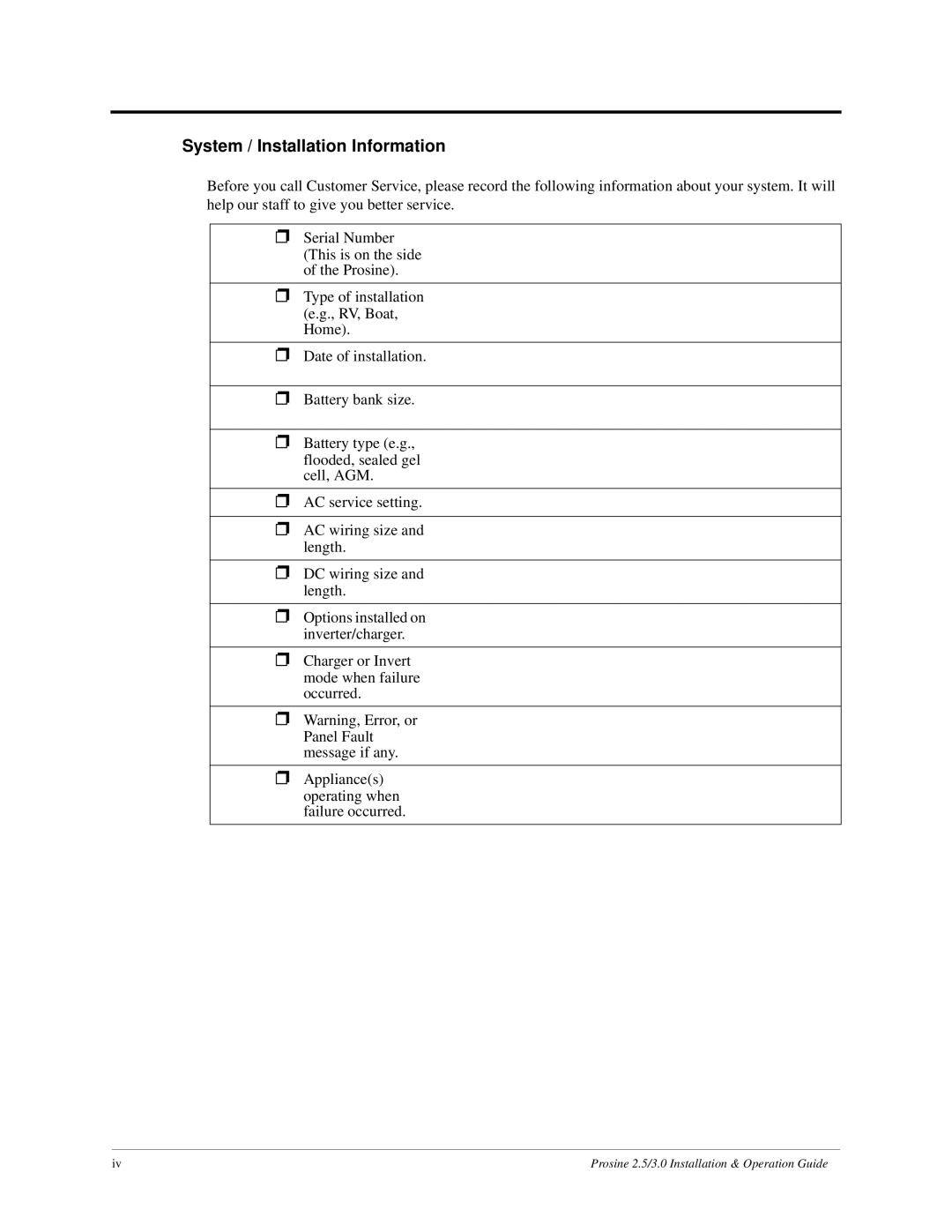 Xantrex Technology PS3.0, PS2.5 installation and operation guide System / Installation Information 