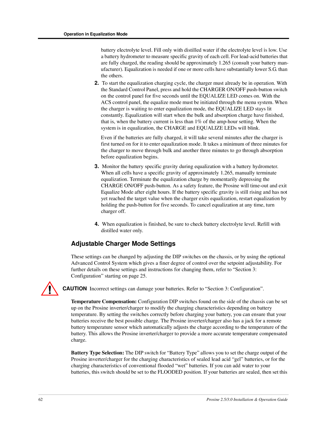 Xantrex Technology PS3.0, PS2.5 installation and operation guide Adjustable Charger Mode Settings 